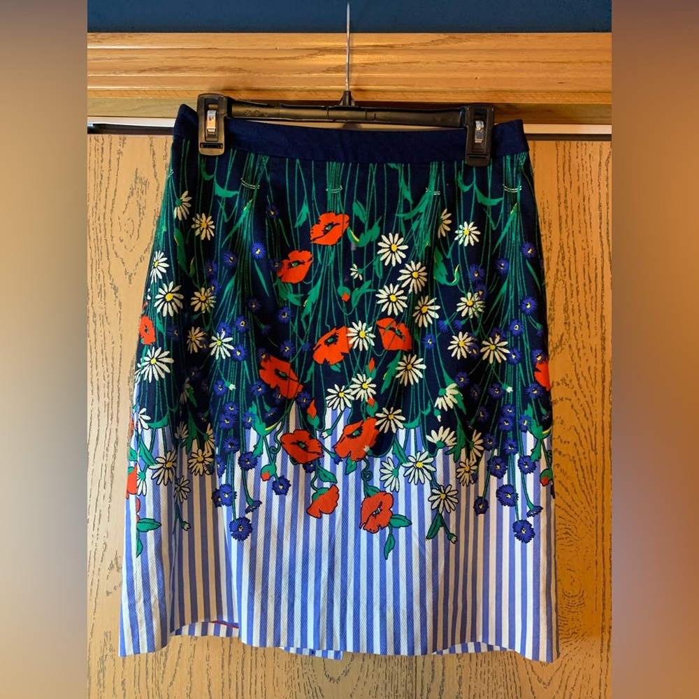Anthropologie Postmark Vertical Garden Navy Blue Pencil Skirt NWOT - Picture 1 of 6